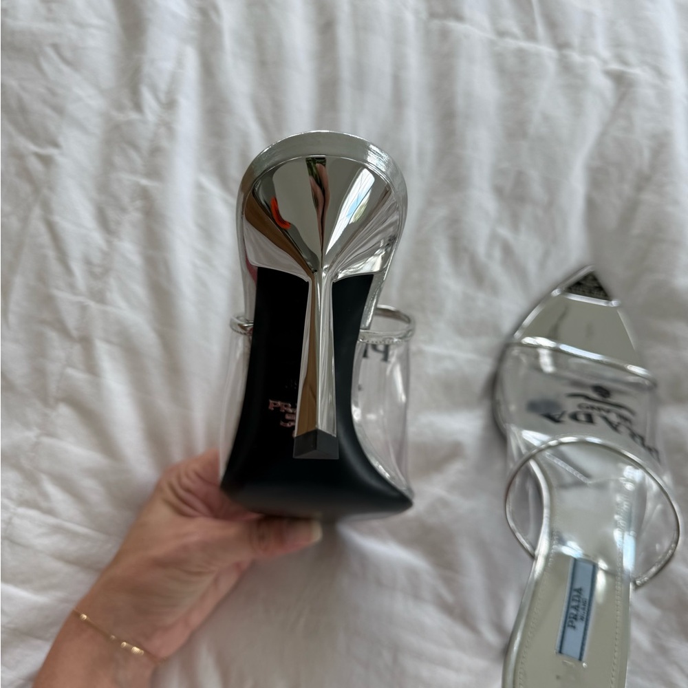 Prada Silver Mules with Transparent Upper - Picture 7 of 7